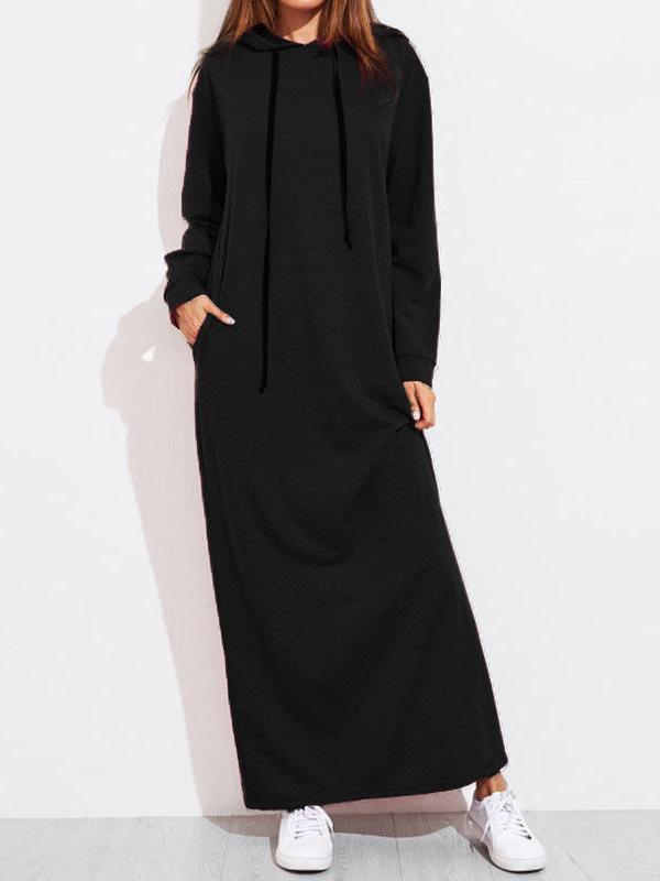 Women's Dress Women's Dresses Pocket Long Sleeve Hooded Maxi Dress –  Instastyled | Online Fashion Free Shipping Clothing, Dresses, Tops, Shoes